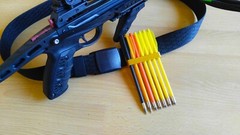Black quiver for belt holds seven crossbow pistol bolts, Zombie, Viper, twd .