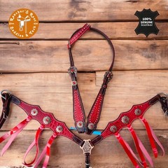 Red Tack Set With Fringe Horse Tack Set