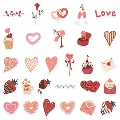 30Pcs Random Cute Love Theme Valentine’s Day Vinyl Waterproof Stickers Decals