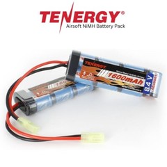 Tenergy 8.4V 1600mAh Airsoft Battery NiMH Flat Battery Pack with Mini Tamiya 2pk