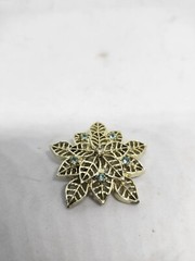 DQ Adornments Dressage Stock Tie Pin Equestrian Gold Tone Blue Green Rhinestones