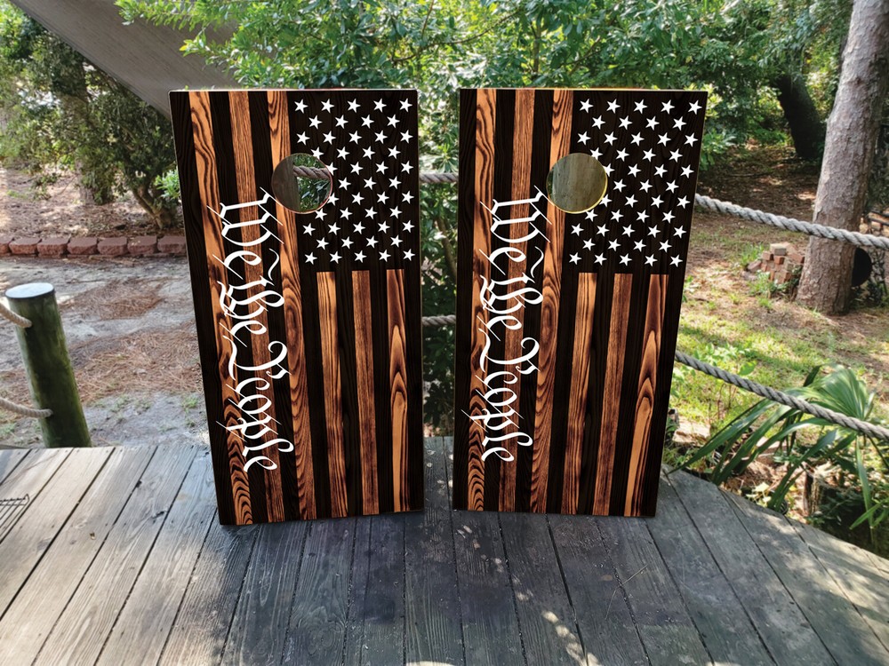 WATERPROOF We The People USA Flag Cornhole Board Wraps / Cornhole Decals