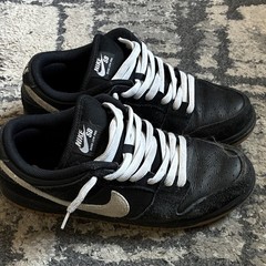 Nike SB Dunk Low Pro Skateboarding Shoes Black w/ White Laces Size 12