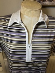 Kerrits Breeze Ice Fil Short Sleeve Shirt Stripped Women Size Large