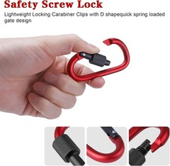 10 Pack Aluminum D Ring Key Rings Clips Locking Carabiner for Camping Fishing