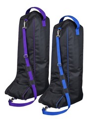 English Boot Bag – Handle and Shoulder Strap – Black – Purple or Royal Blue Trim