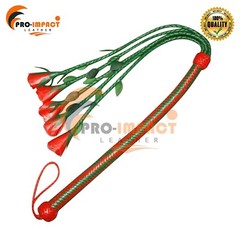 18 Inches Handle 18 Inches Tails Real Leather (Cat-O-Nine Red Rose Exotic Color