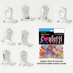 Confetti Cowboy Boot w/Spur – 3 Half Oz Bags (1.5 oz) Silver 3 THREE Pouches