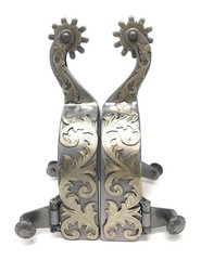 AJ Tack Sweet Iron Western Engraved Spurs – Mens