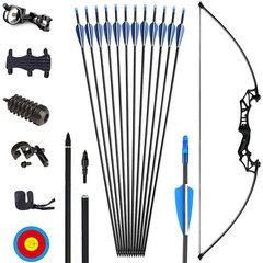 45/50lbs Direct Pull Bow Alloy Handle Mixed Carbon Arrow 5 Needle Aiming
