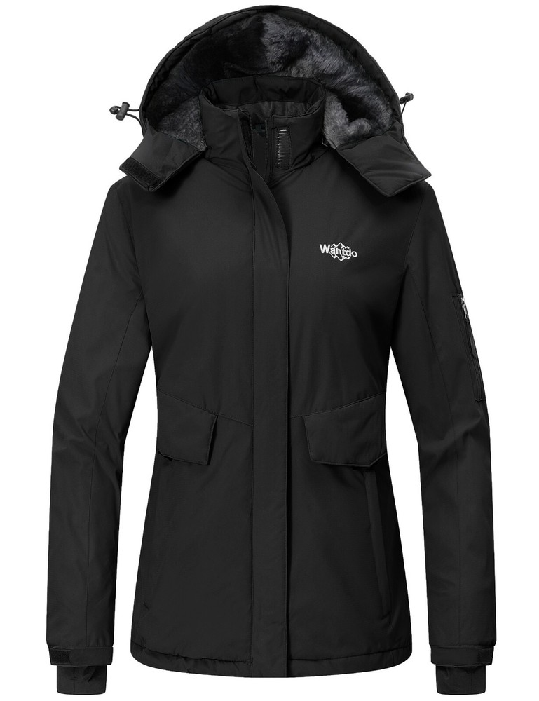 Wantdo Women’s Ski Jacket Waterproof Winter Coat Windproof Warm Fleece Raincoat