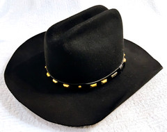 ⚫ Western Style Eddy Bros Cowboy Hat 100% Wool Felt Black Leather Band 6 3/4″
