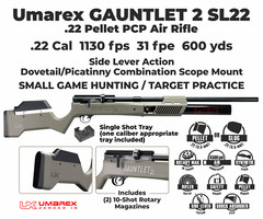 Umarex Gauntlet 2 SL22 .22 Cal PCP Side Lever Air Rifle w/Pellets&Targets&Scope