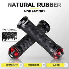 NIBBI Motorcycle Hand Grips, Racing CNC Aluminum Soft Rubber Handlebar,7/8 H…