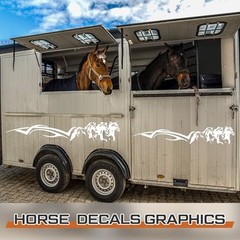 2 Pcs Horse Trailer Decals Stickers 63.5 x 8.5 Inch Self-Adhesive Car White