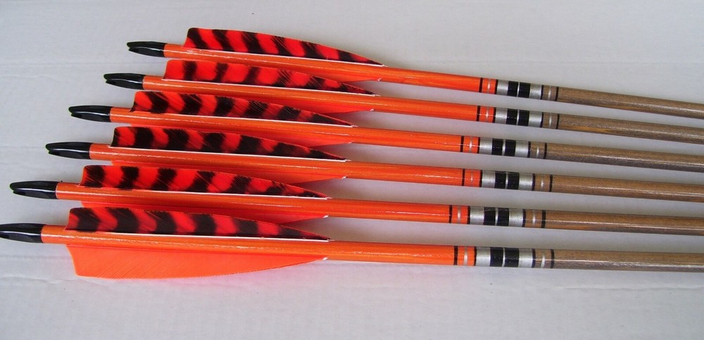 6 MATCHED WOOD ARROWS 31″ BOP