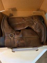VTG 70S ACME DINGO 13″ HARNESS COWBOY BOOTS SQUARE TOE USA MADE 10.5 D BROWN