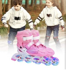 2 In 1 Roller Inline Skates Adjustable Outdoor Pink Size Medium 6-12 Years Old