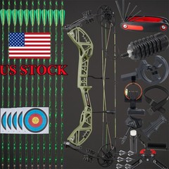 RH Compound Bow 30-70lbs 75% Let off & Carbon Arrows for Archery Hunting Shoot
