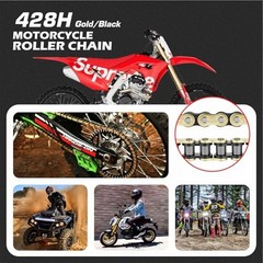 DYC 428H Motorcycle Chain 122 Links(Gold/Black) with Master Links, Chain