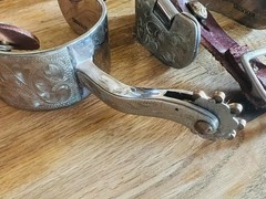 Showman brand Silver Woman’s Spurs fits size 7 boot – used but in good condition