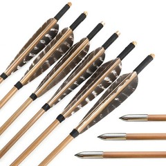 12X 33″ Archery Bamboo Arrows 5″ Feather Traditional Longbow Recurve Bow Hunting