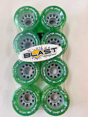 NOS Sure Grip Blast indoor speed roller skating wheels Green with glitter 62mm