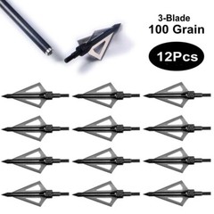 12Pcs 20″ Crossbow Bolts Carbon Arrows 100grain 3 Blade Broadhead Hunting Quiver