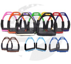 5 INCH HORSE FLEXIBLE SAFETY BLACK STIRRUPS RIDING BENDY IRON STEEL