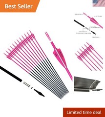 Durable 30-Inch Carbon Arrows – Perfect for Hunting & Target Practice, 12 Pack