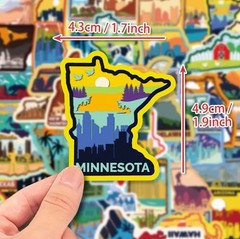 50 US States Travel Waterproof Stickers – NEW!