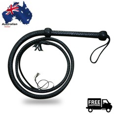 Genuine Cow Hide Leather Whip Black StockWhip 04 Feet Long 12 Plaits Heavy Whip