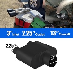 Universal Mufflers,Performance Automotive Exhaust Muffler, Single Chamber Black