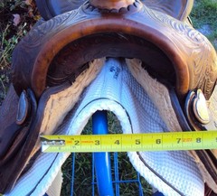 SIMCO Western Show / Parade Saddle- 15″ -SILVER HEARTS- Tooled Design -STUNNING!
