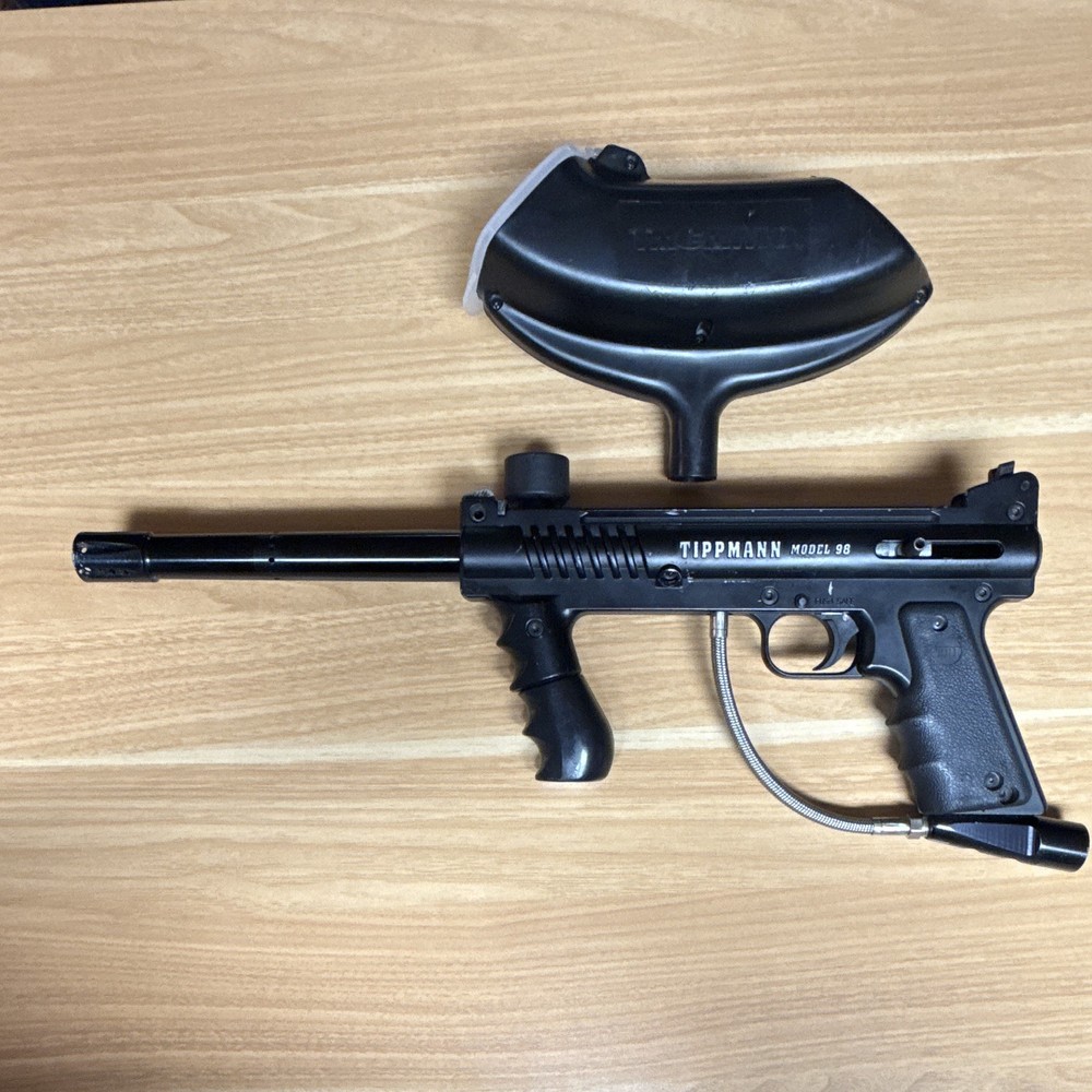 Tippmann Model 98 Mechanical Paintball Marker Black w/ Tacamo ARC Hopper