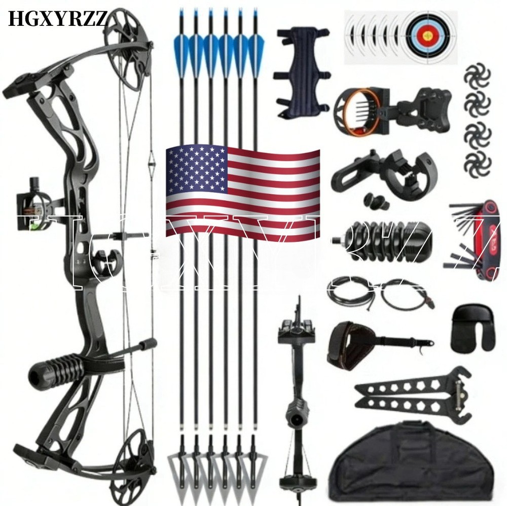 Compound Bow Set 320FPS Sight Release Arrows Arm Guard Archery 0-70lbs Hunting
