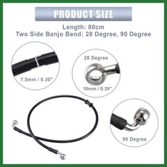 80cm AN3 M10 Car Hydraulic Brake Line Oil Hose Pipe Fitting 28° 90° Stainless…