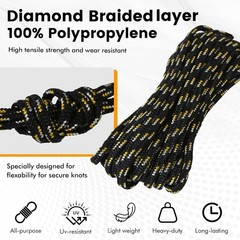 High-Strength 1/4″ x 25 ft Polypropylene Rope – 95 lb Load – Weather Resistant