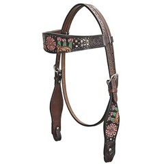 Western Headstall and Breast Collar Set HILASON Tooled Leather Horse Bridle Tack