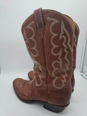 Tony Lama Western Cowboy Boots Lizard Leather Brown Embroidered Size 11.5 D