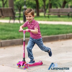 Durable Mini Kids Scooter with Multi-Color Lights & Easy Lean-To-Steer Design
