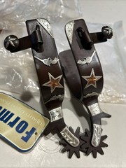 Formay spurs Stars Double Gun Shooters Brown 1” Band 2.25 Shank New Western Mens