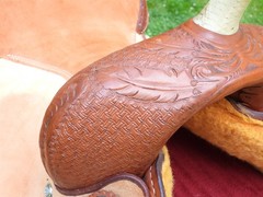 Billy Cook Saddlery Greenville Texas Western Roping Tooled Leather Saddle SZ 16