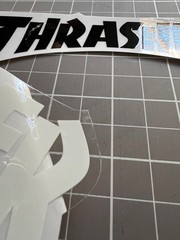 2 Thrasher Skateboard Sticker Black White Clear