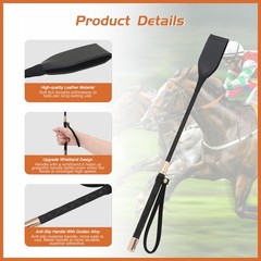 Tnzudu Horse Whip, Black Riding Crop, 18 Inches Long, PU Leather Equestrian T…