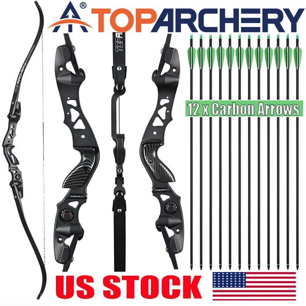 62″ Archery ILF Bow Takedown Recurve Bow 25-60lbs 19″ Riser and 12X Arrows Set