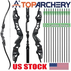 62″ Archery ILF Bow Takedown Recurve Bow 25-60lbs 19″ Riser and 12X Arrows Set