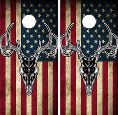 C201 Flag Deer Cornhole Board Wrap LAMINATED Wraps Decals Vinyl Sticker
