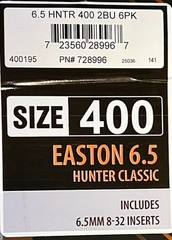 EASTON 6.5 MM Hunter Classics ARROWS – SPINE 400, – SIX (6) PACK