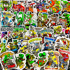 50pcs Rat Fink Ed Roth Vinyl Decals Vintage Hot Rod Custom Sticker Set